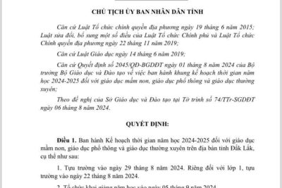 Kế hoạch thời gian năm học 2024 – 2025